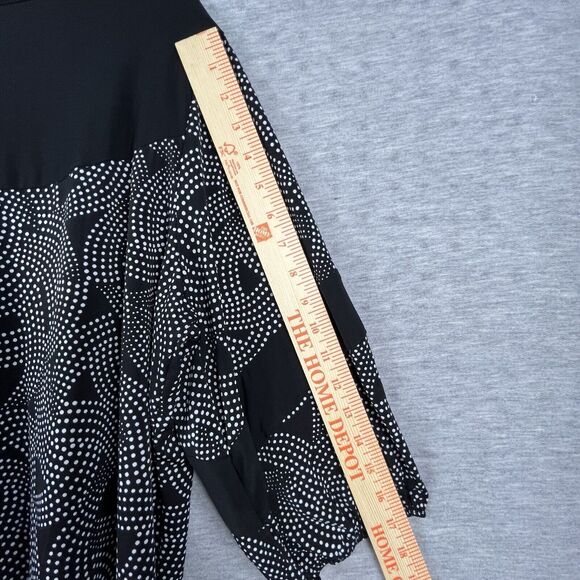 Elie McCarthy Size 2x Slinky Black And White Geometric Pattern Blouse 3/4 Sleeve - Picture 10 of 10